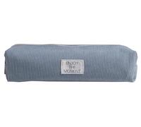 Exacompta - Rif. 52960E - Scatola di 6 astucci quadrati VELVET in velluto a coste pastello con etichetta stampata, colori: blu, rosa chiaro, verde salvia, rosa antico