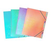 Exacompta - Rif. 53230E - 1 raccoglitore a graffetta Candy Tidy - con elastici - interno in carta e copertina in PP - 6 scomparti - 24 x 32 cm - A4-4 colori casuali azzurro, menta, parma o pesca