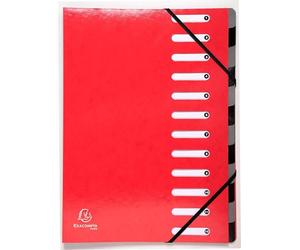 Exacompta - Rif. 53925E - Cartone da 6 raccoglitori HARMONIKA Iderama - con elastici e finestre ritagliate - retro estensibile - in carta lucida rivestita - 12 scomparti -dim 24,5 x 32 cm - A4 - rosso
