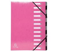 Exacompta - Rif. 53928E - Cartone da 6 raccoglitori HARMONIKA Iderama - con elastici e finestre tagliate - retro estensibile - in carta lucida rivestita - 12 scomparti - dim 24,5 x 32 cm - A4 - rosa