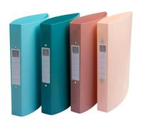 Exacompta - Rif. 54470E - Cartone da 12 raccoglitori Skandi, PP riciclato, 2 anelli rotondi, dorso 4 cm, formato esterno: 32 x 26,8 cm, formato A4 Maxi 4 colori assortiti