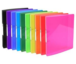 Exacompta - Rif. 54770E - Raccoglitore ad anelli semi-rigido in PP Iderama - Adatto per documenti A4+, 2 anelli, dorso da 40 mm, anelli da 30 mm, colori assortiti (confezione da 10)