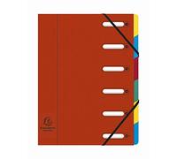 Exacompta - Rif. 55065E - Harmonika Multipart File - Dimensioni 24,5 x 32 cm, adatto per documenti A4, 6 sezioni a schede multiple, copertura in pressboard premium - copertina in rosso
