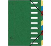 Exacompta - Rif. 55093E - Cartellina multiparte con dorso espandibile, 245 x 320 mm, adatta per documenti A4, 425 g/m², 9 sezioni - verde