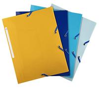 Exacompta - Rif. 55110E - Confezione da 4 camicie elastiche Bee Blue - pochette a 3 alette - in polipropilene riciclato - dimensioni 24 x 32 cm per documenti in formato A4 - colori assortiti