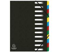 Exacompta - Rif. 55121E - Cartone da 6 raccoglitori HARMONIKA con elastici e finestre tagliate - copertina in carta lucida - retro estensibile - 12 scomparti - per A4 - dim 24,5 x 32 cm - nero