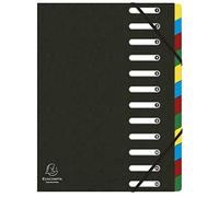 Exacompta - Rif. 55121E - Harmonika Multipart File - Dimensioni 24,5 x 32 cm, adatto per documenti A4, 12 sezioni a schede multiple, copertura Premium in pressboard - copertina nera