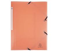 Exacompta - Rif. 55177E - Cartone da 25 camicie con elastici a 3 alette in polipropilene, dimensioni 24 x 32 cm, per formato A4, cromalina pastello, colore corallo