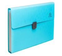 Exacompta - Rif. 55299E - 1 raccoglitore per valigia Pop'N Co - copertina in PP riciclato e interno in PP - retro estensibile - chiusura a bottone - 13 scomparti - dim 33x25 cm - colore ciano