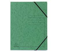 Exacompta - Rif. 555413E - Cartone da 25 cartelline con elastici senza patta stampate, buste in carta lucida 355 g/m², dimensioni 24 x 32 cm, per documenti in formato A4, colore verde