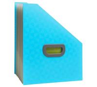 EXACOMPTA - Rif. 55599E - 1 raccoglitore per riviste PopN Co - manico rigido - in PP riciclato - linguette e interni multicolori - 12 scomparti - dim 26,5 x 32,5 cm - colore ciano