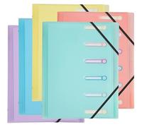 Exacompta - Rif. 56170E - Cartone da 10 raccoglitori Chromaline Pastel - 3 alette - con elastici e finestre tagliate - copertina e interno in PP - 6 scomparti - dim 25 x 32 cm - per A4 - assortiti