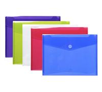 Exacompta - Rif. 56420E - Cartone da 50 buste con chiusura a strappo e patta in morbido PP, dimensioni di una busta: 24 x 31,5 cm, formato A4, colori assortiti