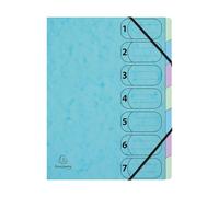 Exacompta - Rif. 56560E - Cartone da 8 raccoglitori HARMONIKA Aquarel, con elastici e finestre stampate, retro estensibile - copertina in carta lucida - 7 scomparti - 24,5 x 32 cm - A4 - assortiti