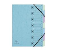 Exacompta - Rif. 56562E - 1 raccoglitore Harmonika Acquarel, con elastici e finestre stampate, retro estensibile - copertina in carta lucida - 7 scomparti -dim 24,5 x 32 cm, colore: blu pastello