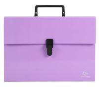 Exacompta - Rif. 56765E - Cartone da 4 raccoglitori per valigia con manico acquerello, soffietti rinforzati multicolori, chiusura con bottone a clip, 18 scomparti, dim 32 x 24 cm, per A4, colore viola