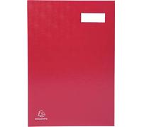 Exacompta - Rif. 57025E - Cartone di 8 paracolpi sterzo - retro a soffietto telato - porta etichetta - copertina plastificata - 20 scomparti in carta rosa con 3 perforazioni - 24 x 35 cm - rosso
