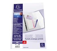 Exacompta - Rif. 57381E - Confezione di 10 buste forate, chiusura a strappo formato A4, polipropilene morbido ad alta lucentezza, incolore, 24 x 31,5 cm, 11 fori