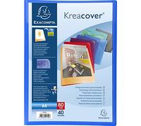Exacompta - rif. 5740E - cartone da 12 portalistini Kreacover Chromaline - 40 buste cristal lisce - 80 facciate - per A4-24X32cm - copertina in polipropilene semirigido - 8 colori assortiti