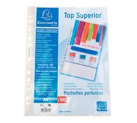 Exacompta - Rif. 5750E - Cartone da 1000 buste perforate in polipropilene liscio, spessore 7,5/100° di alta qualità, perforazione universale a 11 fori, formato A4, incolore