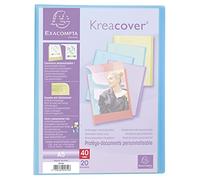 Exacompta - Rif. 5810E - 1 Proteggi documenti personalizzabile Kreacover Pastel - 20 tasche in cristallo liscio - 40 viste - per A5 - dim 18x23cm - copertura in polipro semirigido - 5 colori casuali