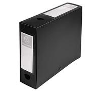 Exacompta - rif. 59831E - 10 scatole per archivio con bottone a pressione in PP opaco - dorso 80 mm - portaetichette sui 2 lati - per formato A4 - dimensioni 25X33cm - col. nero - consegnate stese