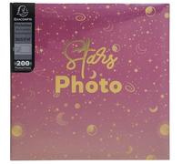 Exacompta - Rif. 62112E - Album fotografico con tasche MOON - 200 foto 10 x 15 cm - 100 pagine - formato 22,5 x 22 cm - copertina di colore rosa protetta da una custodia in plastica