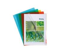 Exacompta - Rif. 660500E - Cartone da 100 buste angolari lisce in PVC semirigido 13/100°, formato A4, con tacca per facilità di apertura, colori assortiti: blu, cristallo, giallo, rosso, verde