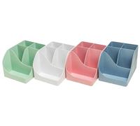 EXACOMPTA - Rif. 695303D - Set di 4 portapenne Pen Wave Autentik, 5 scomparti, 4 scomparti alti e 1 scomparto basso per piccoli utensili, colori assortiti