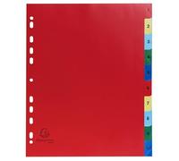 Exacompta - Rif. 84E - Cartone da 20 divisori in polipropilene con 10 linguette stampate digitali da 1 a 10 a colori, pagina di indicizzazione imrpimabile, formato A4 maxi 24,5 x 29,7 cm