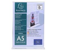 Exacompta - Rif. 85158D - 1 Portello visivo A5 verticale o orizzontale verticale - Dimensioni 148 x 210 mm - PMMA (acrilico) per foto, pubblicità, menu per ristoranti, hotel - Colore Cristallo