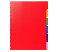 Exacompta - Rif. 86002E - Cartone da 10 divisori in polipro rigido multicolore per portadocumenti rimovibile ad anelli - 6 linguette neutre - per formato A4 maxi - dimensioni 24 x 30,5 cm