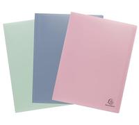 Exacompta - Rif. 88539E - Cartone da 12 portadocumenti Autentik, 50 buste a grana 100 viste, per A4, dim 24 x 32 cm, copertina in polipro riciclato, flessibile, 3 colori assortiti