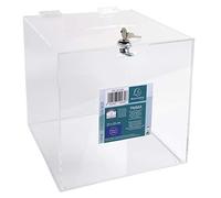 Exacompta - Rif. 89158D - 1 Urna trasparente con coperchio chiuso a chiave, 250 x 250 x 250 mm PMMA (acrilico) voce, concorsi, lotterie, regali, scatola idea - Colore cristallo