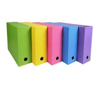 Exacompta - Rif. 89329E - 5 scatole di trasferimento Salsa in carta testurizzata, dorso 90 mm, con occhiello in metallo, per formato A4, dimensioni 25,5 x 34 x 9 cm, fornite montate