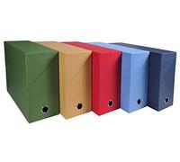 EXACOMPTA - Rif. 89420E - Set di 5 scatole trasferibili in carta telata, dorso 120 mm, con occhiello in metallo, per formato A4, dimensioni 25,5 x 34 x 12 cm, colori assortiti