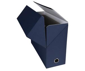 Exacompta - Rif. 89427E - Cartone da 5 scatole trasferibili in carta telata, dorso 120 mm, con occhiello in metallo, per formato A4, dimensioni 25,5 x 34 x 12 cm, colore blu scuro