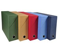 Exacompta - Rif. 89520E - Cartone da 5 scatole trasferibili in carta telata, dorso 90 mm, con occhiello in metallo, per formato A4, dimensioni 25,5 x 34 x 9 cm, 5 colori assortiti