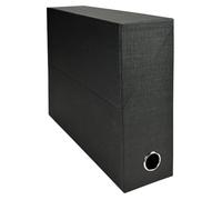 Exacompta - Rif. 89521E - 5 scatole per trasferimento in carta telata, dorso 90 mm, con occhiello in metallo, per formato A4, dimensioni 25,5 x 34 x 9 cm, colore: nero