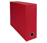 EXACOMPTA - Rif. 89525E - 5 scatole trasferibili in carta telata, dorso 90 mm, con occhiello in metallo, per formato A4, dimensioni 25,5 x 34 x 9 cm, colore: rosso, consegnato montato