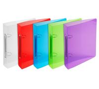 Exacompta - Rif. 998X - Cartone da 15 raccoglitori di cristallo, 2 anelli rotondi da 30 mm, dorso 40 mm, dimensioni esterne: 23 cm x 20 cm, formato A5, assortiti