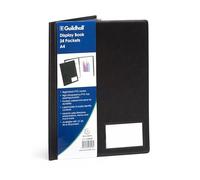 Exacompta - Rif. CDB24Z - Cartone da 5 cartelline per documenti, 24 tasche lisce di altissima qualità, 48 viste, per A4, dim 25 x 32 cm, porta etichetta, copertina rigida in PVC nero