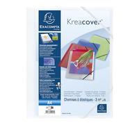 Exacompta - Rif. Kreacover 55992E - Cartoncino da 25 cartelline con elastici - 3 lembi - in polipropilene opaco - dimensioni 24 x 32 cm per documenti in formato A4 - colore bianco