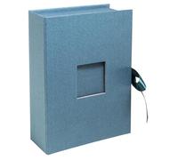 Exacompta - Rif. OfficeByMe 77603E - Cofanetto fotografico in carta ruvida blu anatra, finestra di personalizzazione, chiusura a nastro, per conservare foto o spine fino a 13 x 18 cm