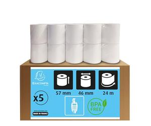 Exacompta Rotoli per macchina per carte di credito, 57 mm di larghezza x 24 m di lunghezza, adatti per negozi, chioschi, caffetterie, ristoranti, pagamenti con carta