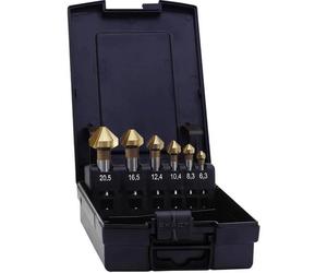 Exact 5567 Kegelsenkersatz 90° HSS TiN 6,3-20,5mm DIN335C plus6 0 Kit svasatori