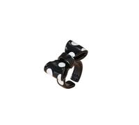 Exageration - Anello con fiocco a pois bianchi e neri, gioielli alla moda, design carino, anelli di apertura Y2K, accessori per la mano per l'uso quotidiano, 3.0*3.0*2.0