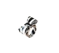 Exageration - Anello con fiocco a pois bianchi e neri, gioielli alla moda, design carino, anelli di apertura Y2K, accessori per la mano per l'uso quotidiano, 3.0*3.0*2.0
