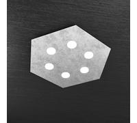 Plafoniera Moderna Esagonale Hexagon Metallo Foglia Argento 6 Luci Led 12X6W [EEK: A++]