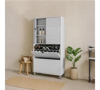 exagonshop Capri scarpiera Doppia 76x30 con Ante e ribalte H 155 Olmo Bianco
